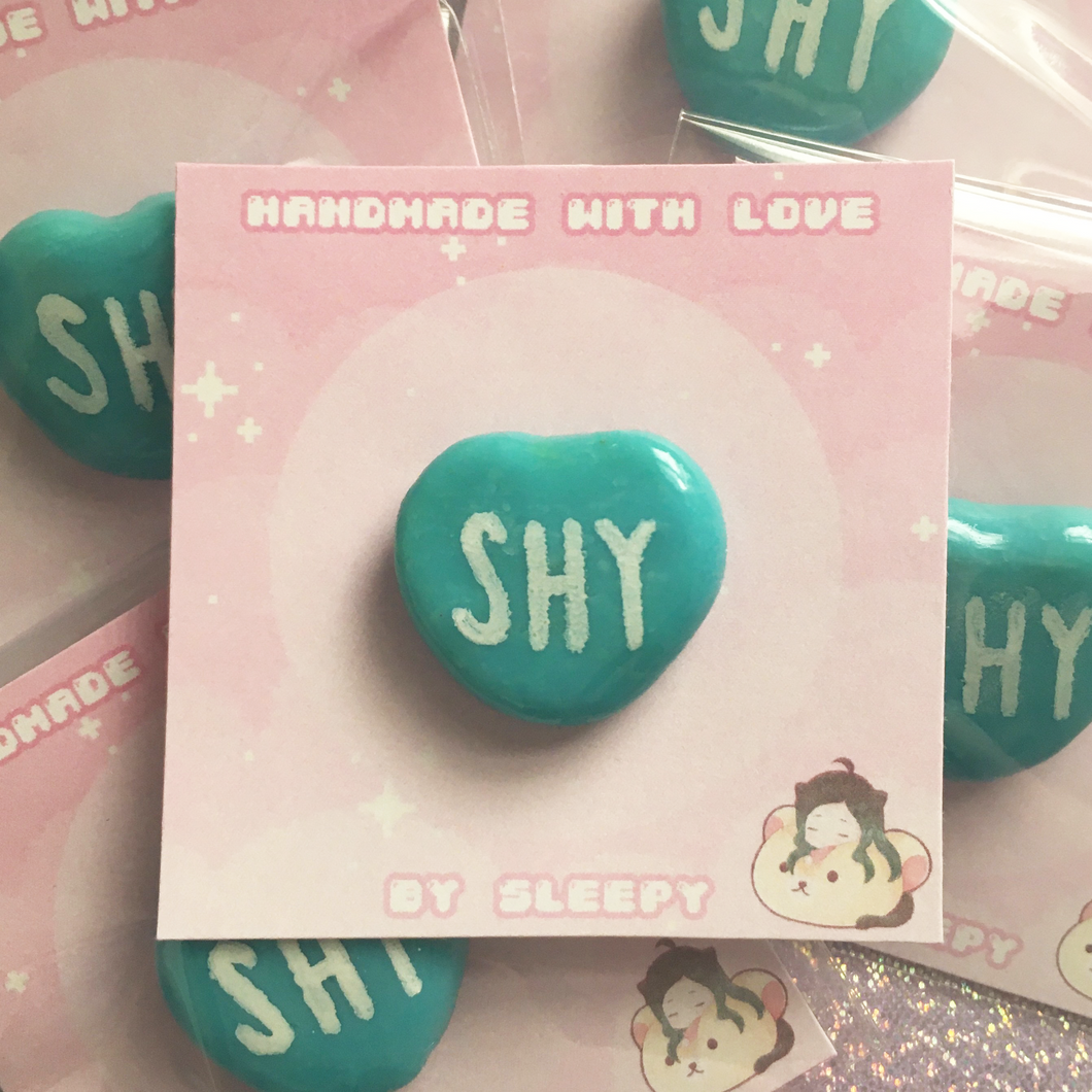 Shy Heart Clay Pin